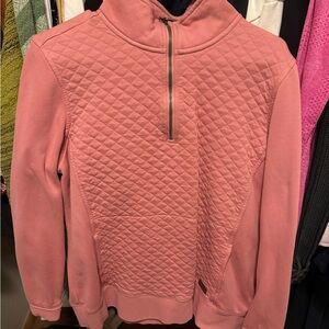 ll bean Pink Quilted Pullover half zip